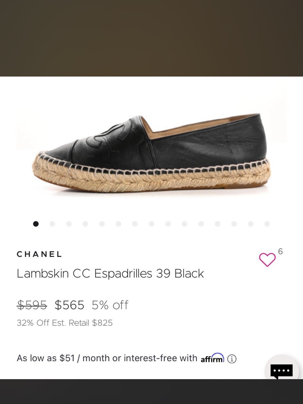 CHANEL Black Leather Espadrille Slip-Ons with CC Logo - Picture 6 of 7
